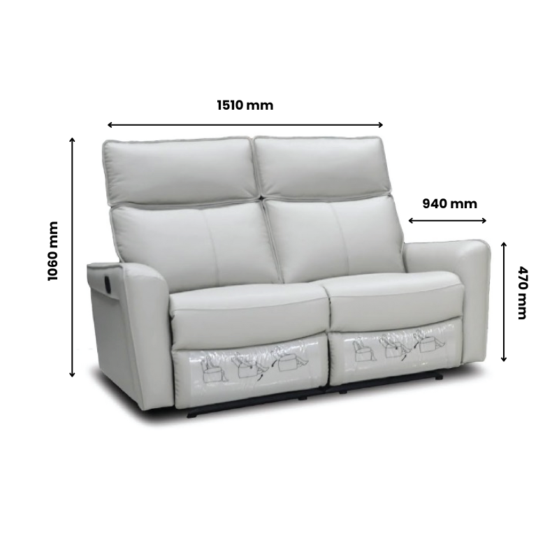ORSINO: 123R Manual Recliner Sofa (Full Bovine Leather) - Image 3