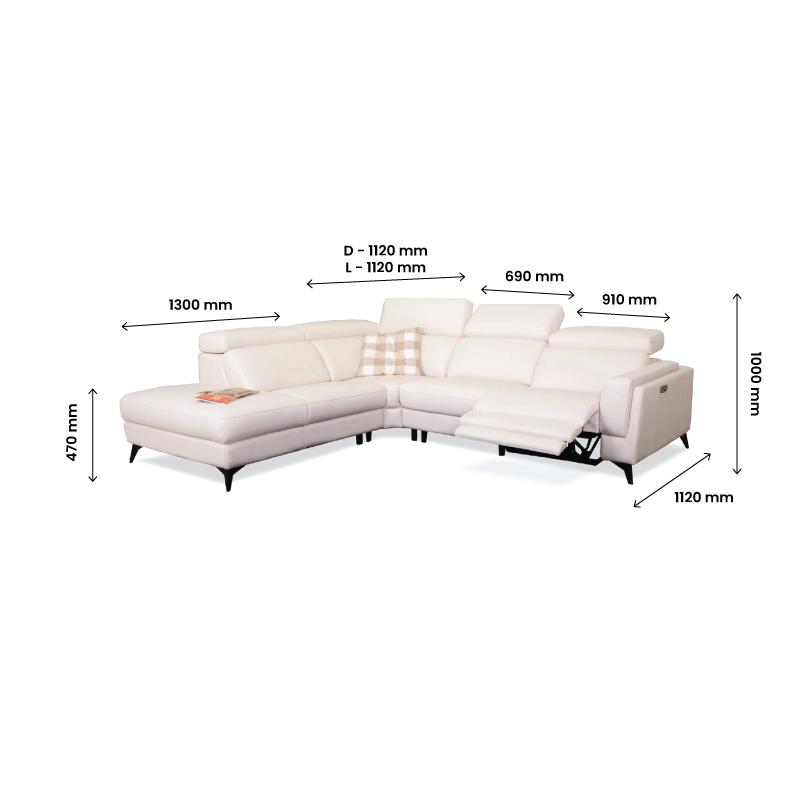 ETTA: L-Corner/Power Incliner Sofa (ECO Clean Fabric) - Image 5