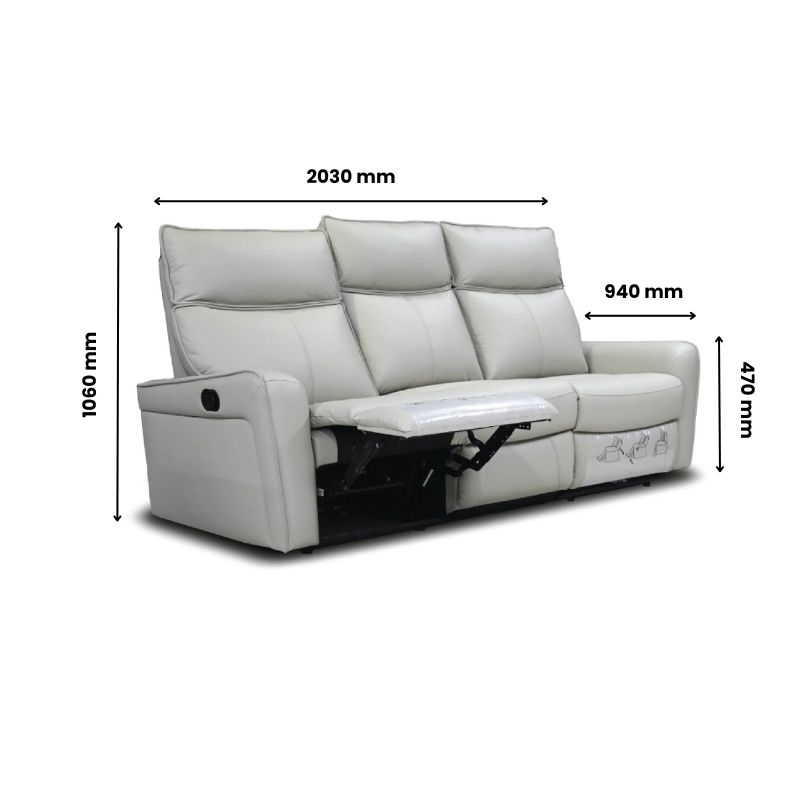 ORSINO: 123R Manual Recliner Sofa (Full Bovine Leather) - Image 4