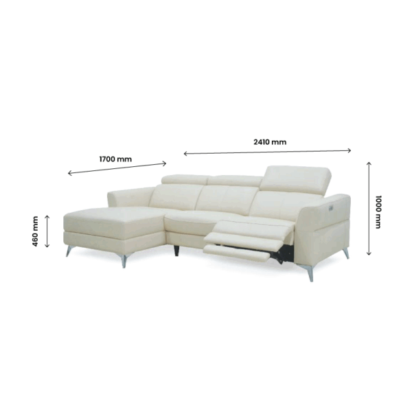 TAZROUK: L-Shape / Power Incliner Sofa (Easy Clean Fabric)