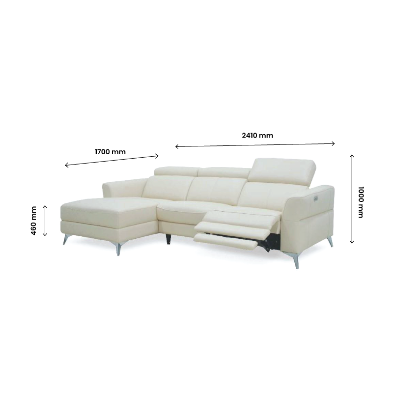 TAZROUK: L-Shape / Power Incliner Sofa (Easy Clean Fabric) - Image 5