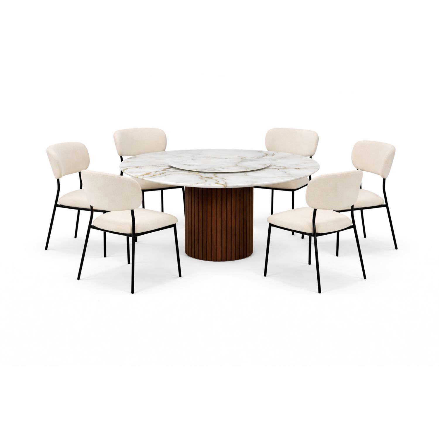 OXFORD BOLTON ROUND+C2471 DINING SET(1+6) - Image 1