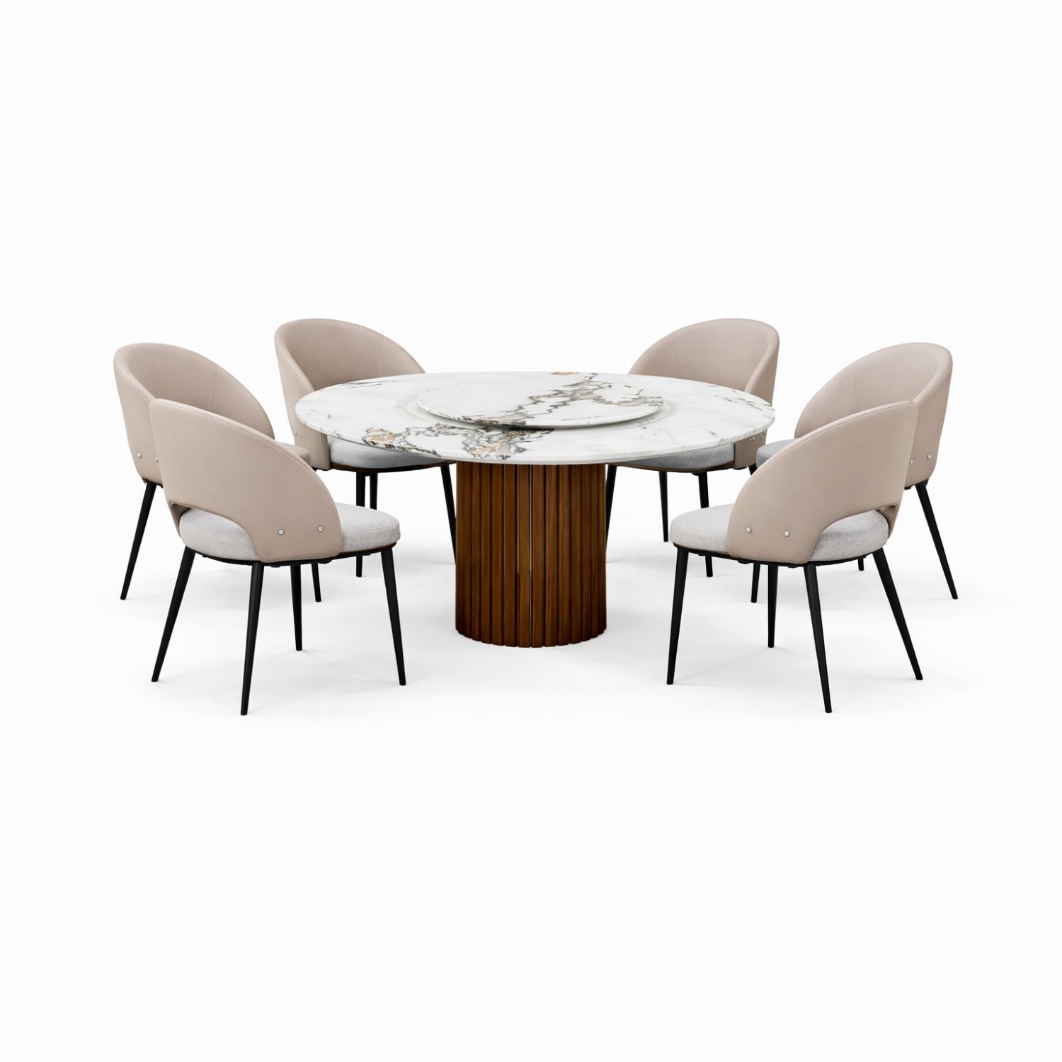 OXFORD BOLTON ROUND+C370 DINING SET(1+6) - Image 1