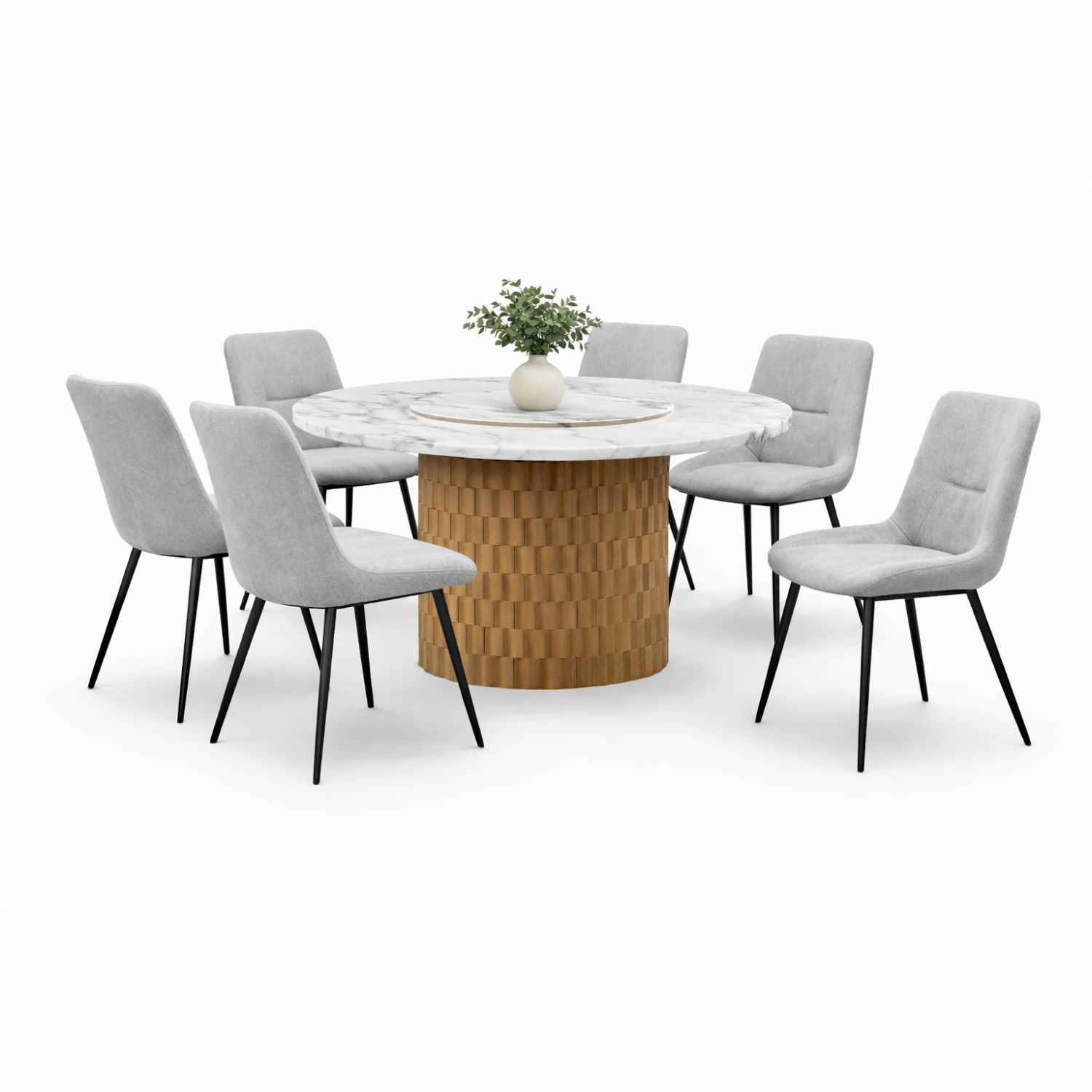 OXFORD BRICKWALL ROUND+C2401 DINING SET(1+6) - Image 1