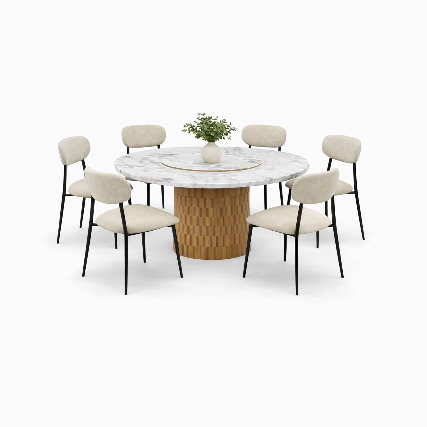 OXFORD BRICKWALL ROUND+C2471 DINING SET(1+6) - Image 1