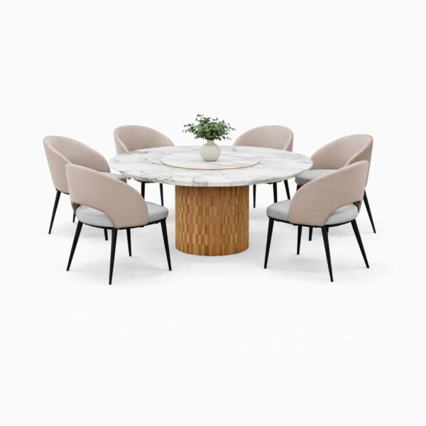 OXFORD BRICKWALL ROUND+C370 DINING SET(1+6)