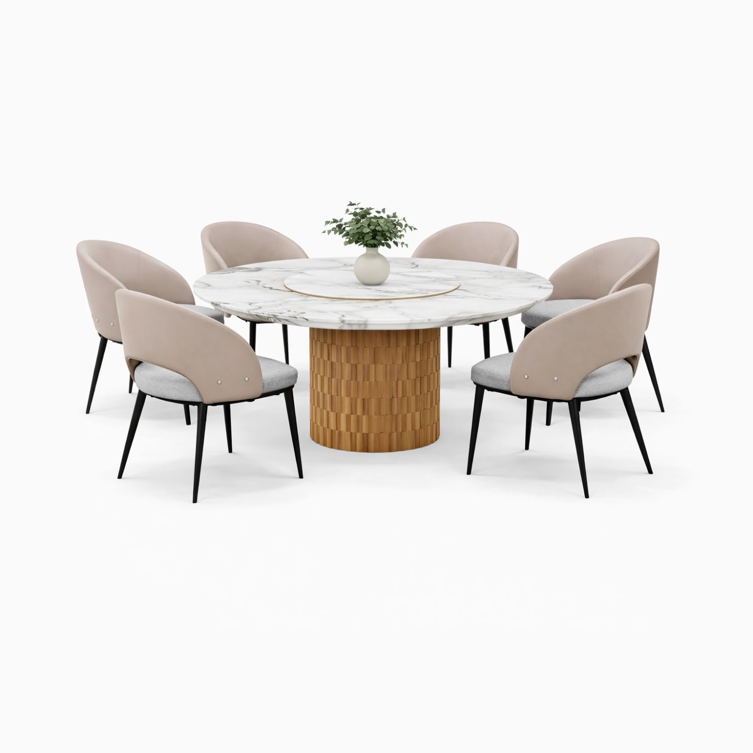 OXFORD BRICKWALL ROUND+C370 DINING SET(1+6) - Image 1