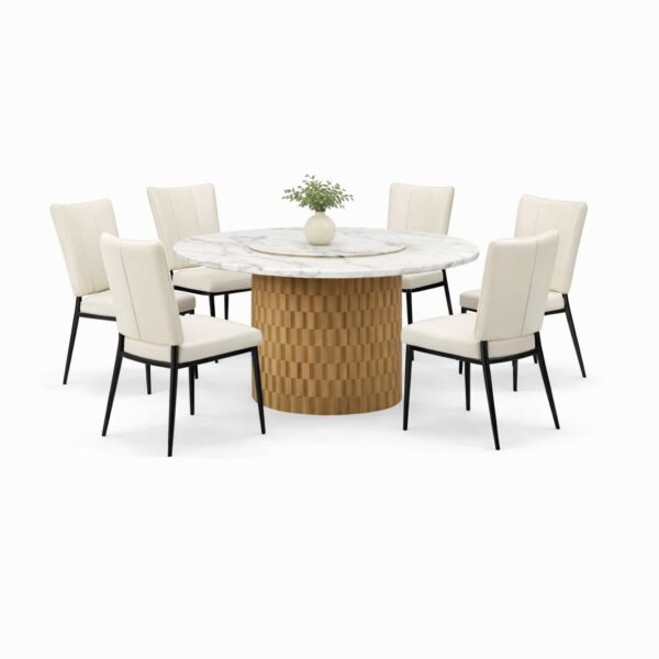 OXFORD BRICKWALL ROUND+C419 DINING SET(1+6)