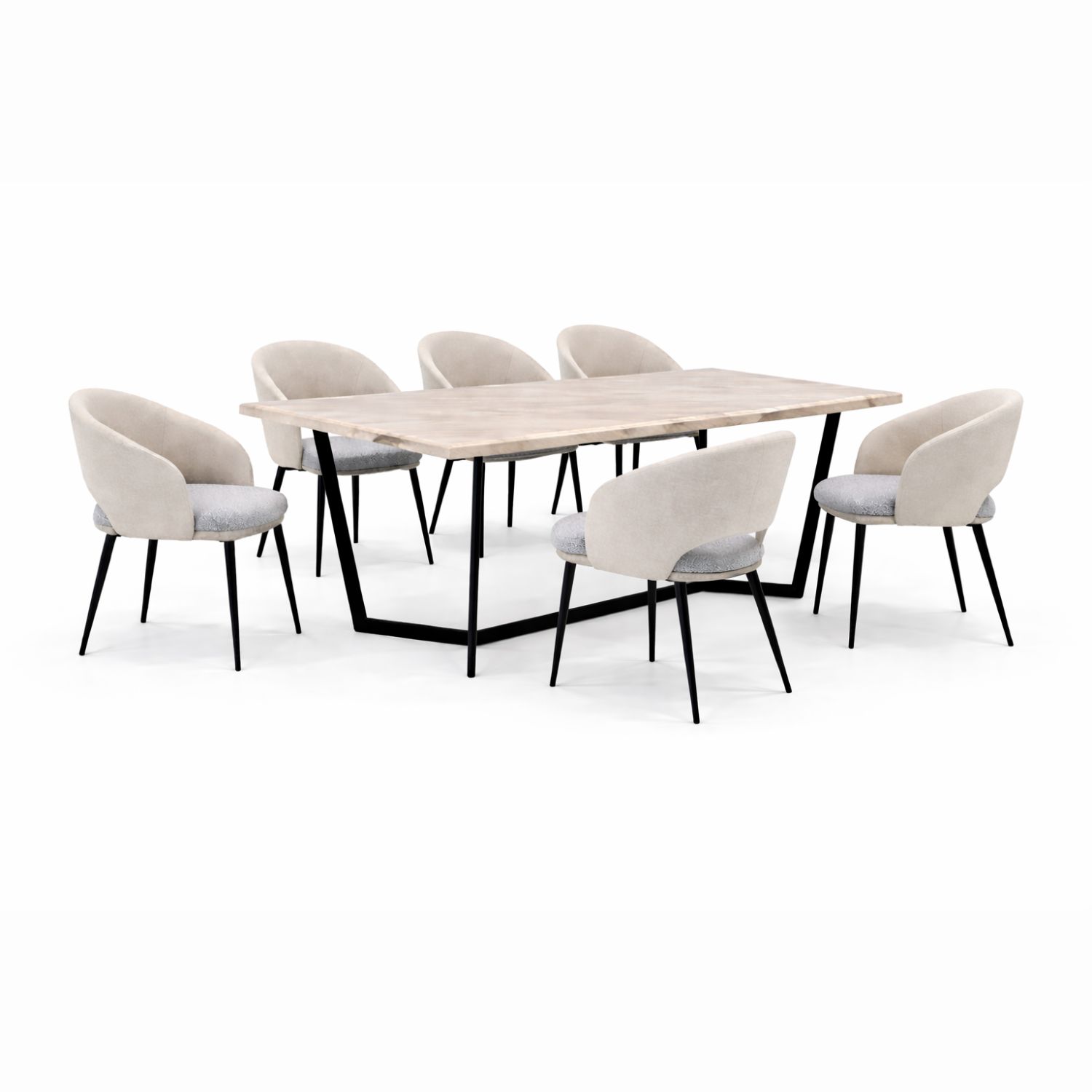 OXFORD L1805+C370 DINING SET(1+6) - Image 1