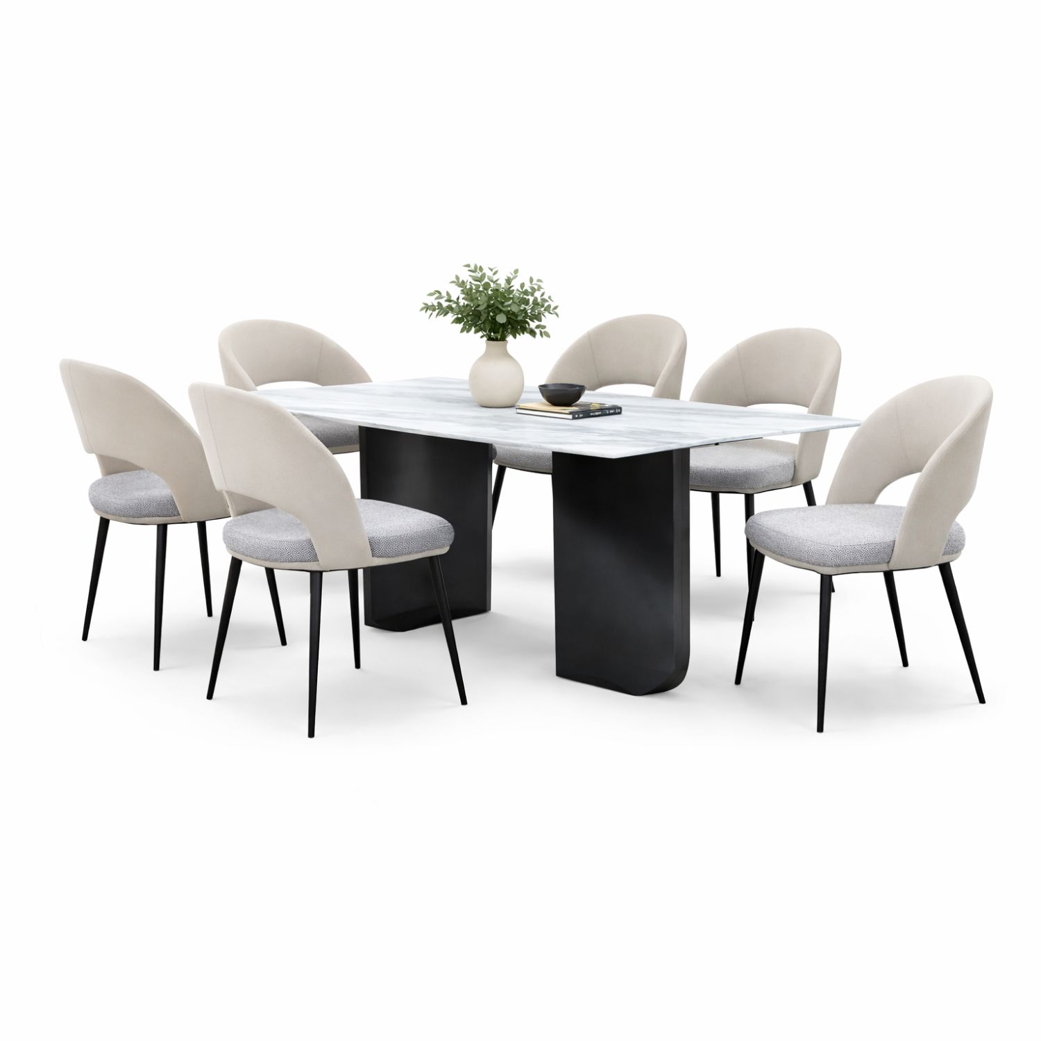 OXFORD T682+C370 DINING SET(1+6) - Image 1