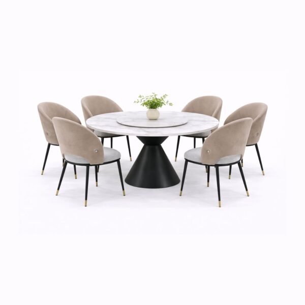 OXFORD T695+C370 DINING SET(1+6)